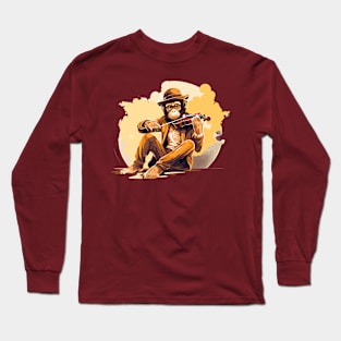 Monkey Playing Violin Long Sleeve T-Shirt